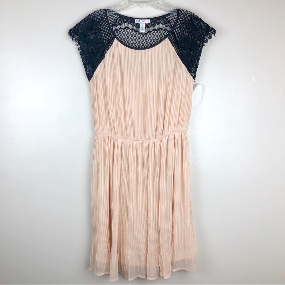 MADE for Impulse Nude Black Lace Cap Sleeve Dress